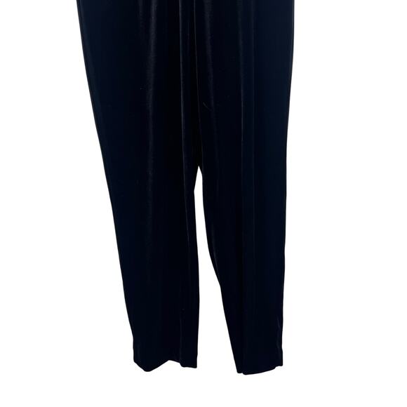 Eliza J Black Velvet Tuxedo Shawl Collar Sleeveless Jumpsuit Size 12P - Picture 4 of 7
